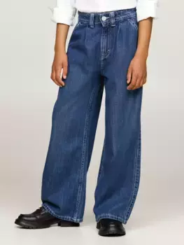 Широкие джинсы Tommy Hilfiger "MABEL PLEATS MID BLUE WASH", синего цвета, со значком-логотипом, цвет Darkusedlyocell
