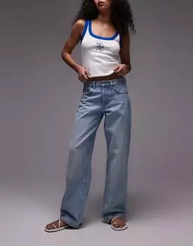 Широкие джинсы Topshop Ember с низкой талией, цвет bleach