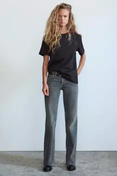 Широкие джинсы trf с низкой посадкой ZARA, антрацитовый серый