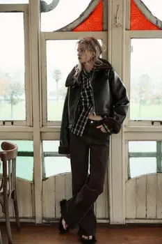 Широкие джинсы trf с высокой талией ZARA, шоколад