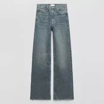 Широкие джинсы trf ZARA, серо-синий