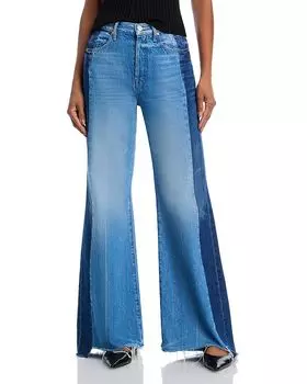 Широкие джинсы Tuxedo Sidestepper Sneak Fray с высокой талией в двухслойном исполнении MOTHER, синий