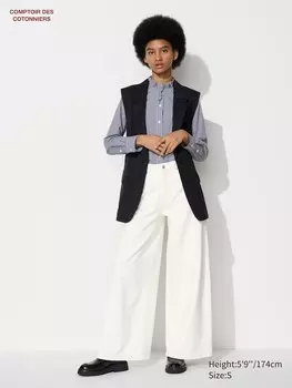 Широкие джинсы Uniqlo, белый