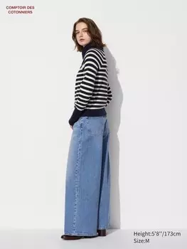 Широкие джинсы Uniqlo, цвет 65 синий