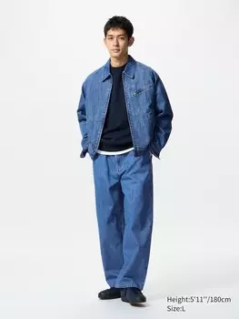 Широкие джинсы Uniqlo, цвет 65 синий