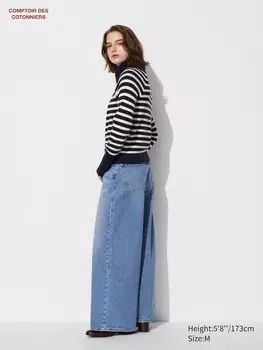 Широкие джинсы Uniqlo, синий