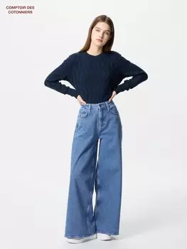 Широкие джинсы Uniqlo, синий