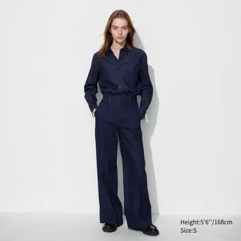 Широкие джинсы UNIQLO, темно-синий