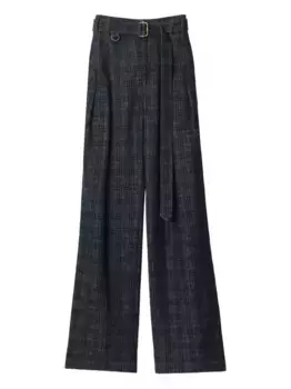 Широкие джинсы в клетку BURBERRY, синий