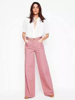 Широкие джинсы в полоску с высокой посадкой Boden, розовый/разноцветный