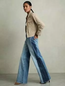 Широкие джинсы в полоску сбоку из миниатюрного шиповника Reiss, синий/разноцветный