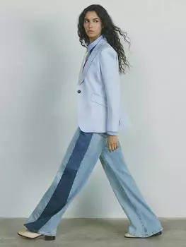 Широкие джинсы в полоску сбоку из шиповника Reiss, цвет Light Blue/Multi