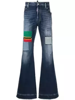 Широкие джинсы в технике пэчворк DSQUARED2, синий