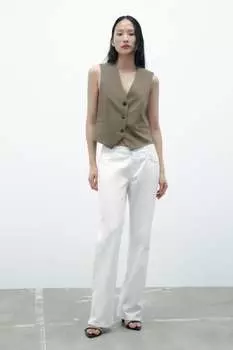 Широкие джинсы z1975 со средней посадкой ZARA, белый