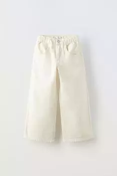 Широкие джинсы ZARA, белый