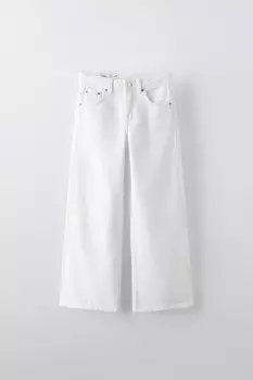Широкие джинсы ZARA, белый