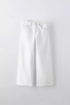 Широкие джинсы ZARA, белый