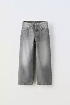 Широкие джинсы ZARA, серый
