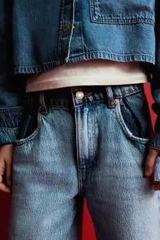 Широкие джинсы ZARA, синий