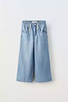 Широкие джинсы ZARA, синий
