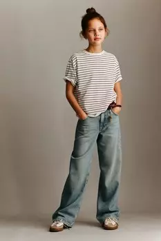 Широкие джинсы ZARA, синий