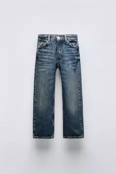 Широкие джинсы ZARA, синий/серый