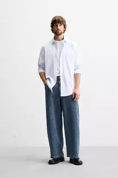 Широкие джинсы ZARA, средне-синий