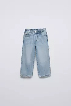 Широкие джинсы ZARA, светло-голубой