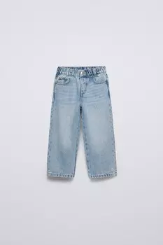 Широкие джинсы ZARA, светло-голубой