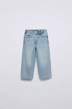 Широкие джинсы ZARA, светло-голубой