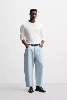 Широкие джинсы ZARA, светло-голубой