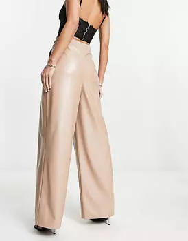 Широкие джоггеры из искусственной кожи ASOS DESIGN