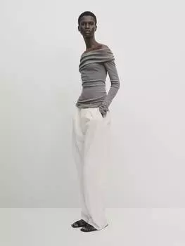 Широкие джоггеры Massimo Dutti, бежевый