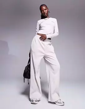 Широкие джоггеры Weekend Collective co-ord из овсяной рубчатой ткани ASOS Weekend Collective