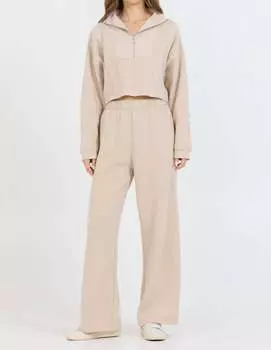 Широкие флисовые брюки бежевого цвета Vintage Havana