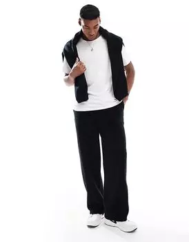 Широкие флисовые джоггеры черного цвета ASOS DESIGN