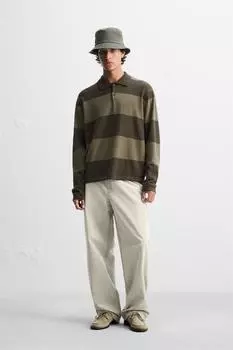 Широкие хлопчатобумажные брюки ZARA, светло-бежевый