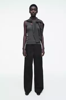 Широкие хлопковые брюки Cos, черный