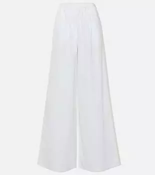 Широкие хлопковые брюки navigli с высокой посадкой Max Mara, белый