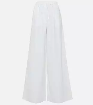 Широкие хлопковые брюки Navigli с высокой посадкой Max Mara, белый