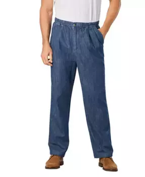 Широкие и длинные брюки Knockarounds со складками и полностью эластичным поясом KingSize, синий