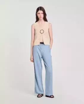 Широкие и струящиеся женские джинсы Sandro, синий