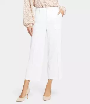Широкие капри из эластичного льна NYDJ с высокой посадкой и широкими штанинами, белый