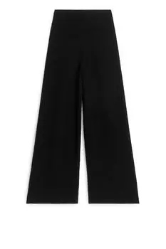 Широкие кашемировые брюки Arket, черный