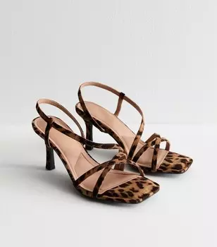 Широкие коричневые сандалии с леопардовым принтом и ремешками New Look, светло-коричневый