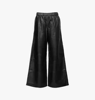 Широкие кожаные брюки с высокой посадкой и двумя накладными карманами Fuel Represent, черный