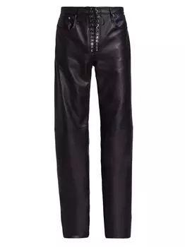 Широкие кожаные брюки унисекс на шнуровке Ludovic de Saint Sernin, черный