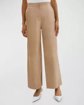 Широкие кожаные брюки Yaren со средней посадкой до щиколотки LaMarque, цвет Beige
