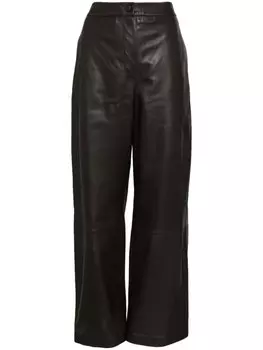 Широкие кожаные брюки Yves Salomon, коричневый