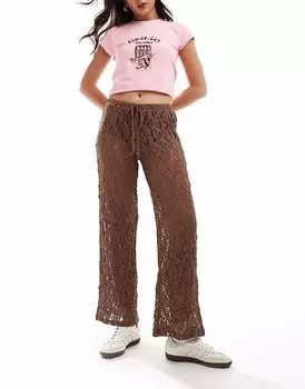 Широкие кружевные брюки ASOS DESIGN коричневого цвета